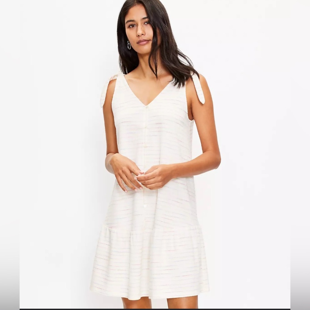 LOFT Subtle Multicolor Striped Sleeveless Dress